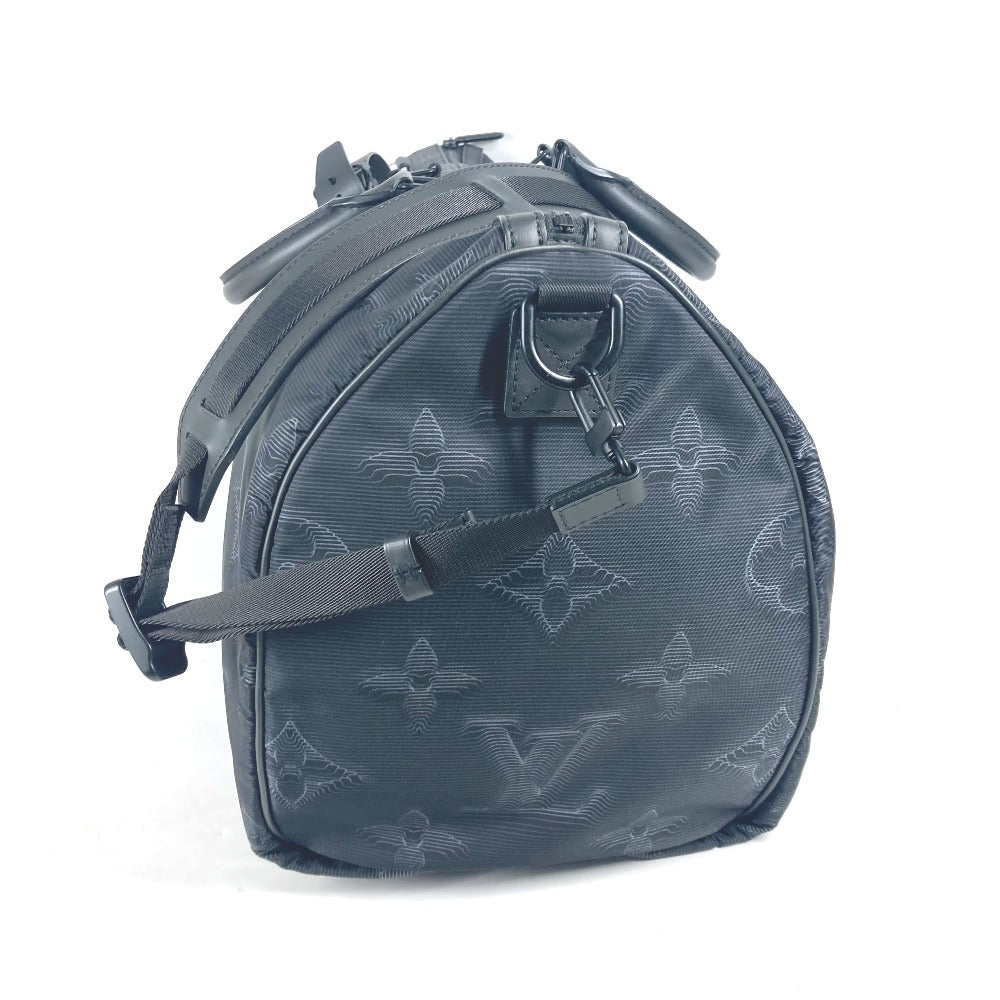 LOUIS VUITTON Boston Duffel bag M45602 Nylon black 3D monogram Keepall reversible bandouliere 50 mens Used Authentic