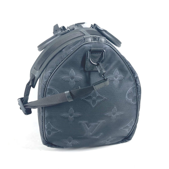 LOUIS VUITTON Boston Duffel bag M45602 Nylon black 3D monogram Keepall reversible bandouliere 50 mens Used Authentic