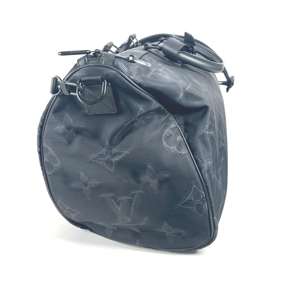 LOUIS VUITTON Boston Duffel bag M45602 Nylon black 3D monogram Keepall reversible bandouliere 50 mens Used Authentic