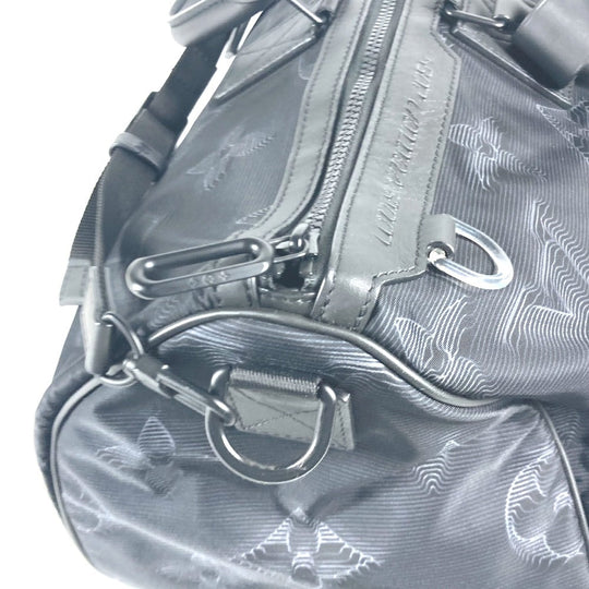 LOUIS VUITTON Boston Duffel bag M45602 Nylon black 3D monogram Keepall reversible bandouliere 50 mens Used Authentic