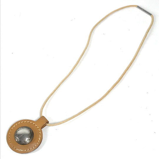 HERMES Necklace leather beige Touareg unisex(Unisex) Used Authentic