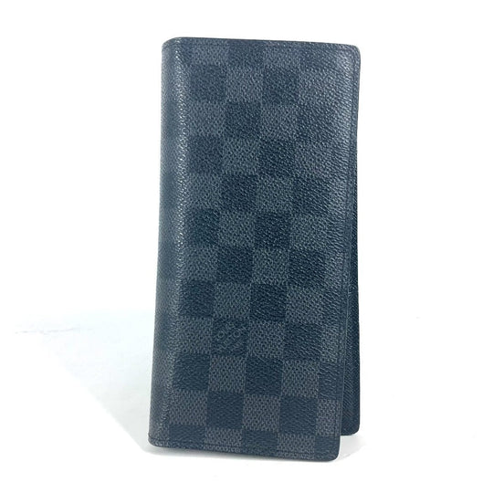 LOUIS VUITTON Long Wallet Purse N62665 Damier Grafitto Canvas black Damier Grafitte Portefeuille Brazza unisex(Unisex) Used Authentic