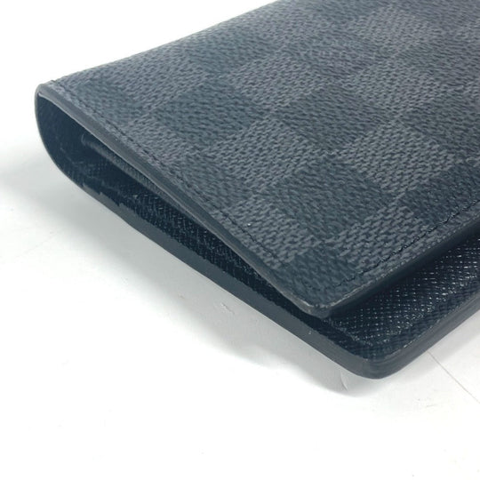 LOUIS VUITTON Long Wallet Purse N62665 Damier Grafitto Canvas black Damier Grafitte Portefeuille Brazza unisex(Unisex) Used Authentic
