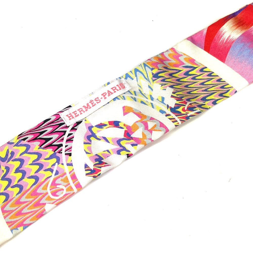 HERMES scarf silk pink 2022 limited model Kyoto Marble Twilly Twilly Women Used Authentic