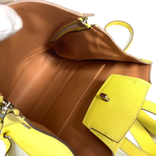 HERMES Backpack leather yellow Sac A Dos GR24 unisex(Unisex) Used Authentic