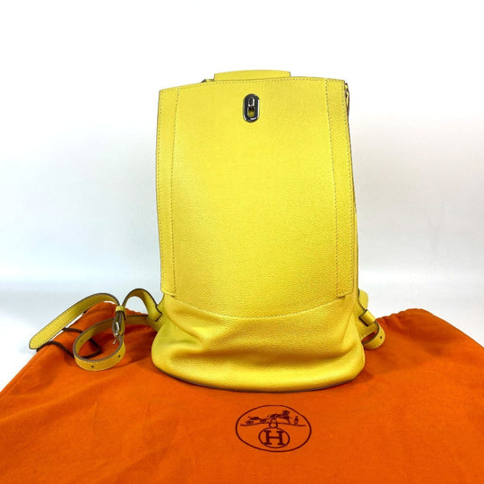 HERMES Backpack leather yellow Sac A Dos GR24 unisex(Unisex) Used Authentic