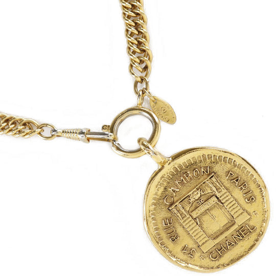 CHANEL Necklace Plated Gold gold coin 31 RUE CAMBON Women Used Authentic