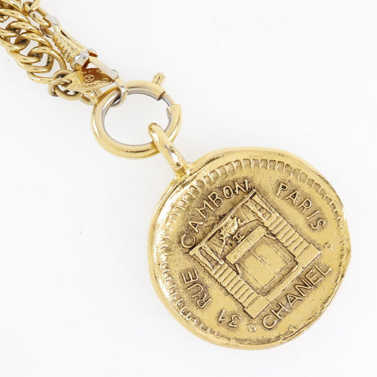 CHANEL Necklace Plated Gold gold coin 31 RUE CAMBON Women Used Authentic