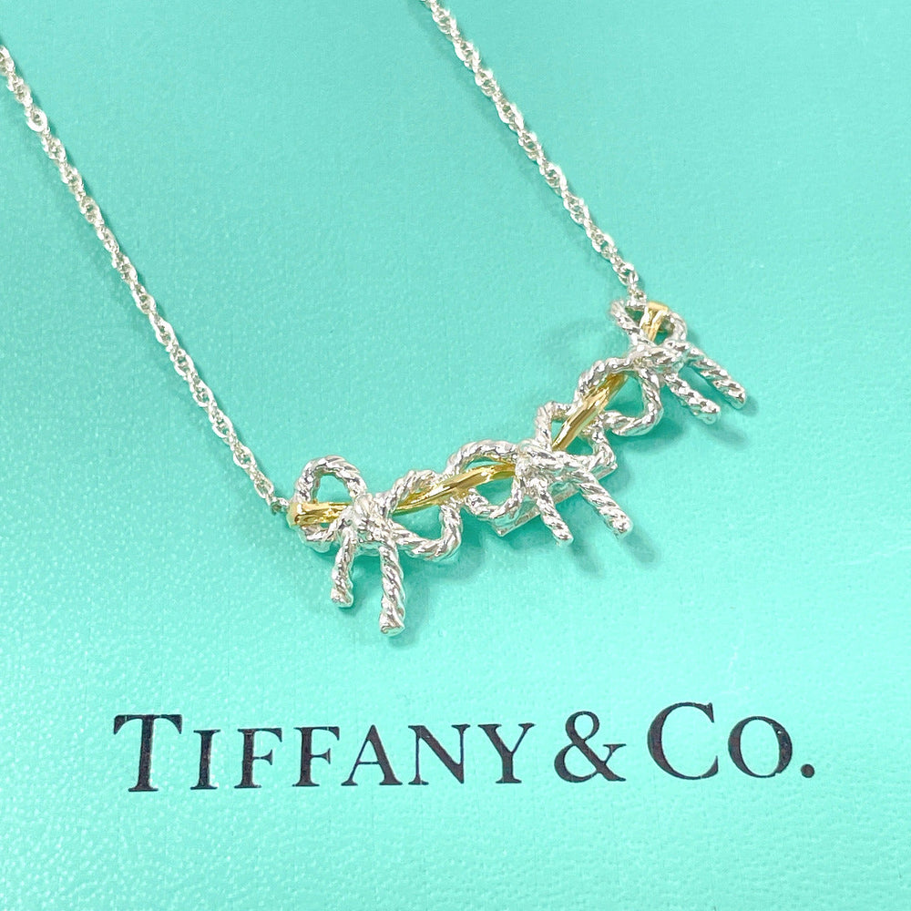 TIFFANY&Co. Necklace Silver925, K18 Yellow Gold Silver Triple ribbon