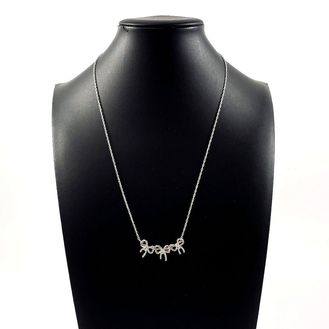TIFFANY&Co. Necklace Silver925, K18 Yellow Gold Silver Triple ribbon