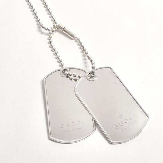GUCCI Necklace Silver925 Silver Ball chain dog tag double plate Used Authentic