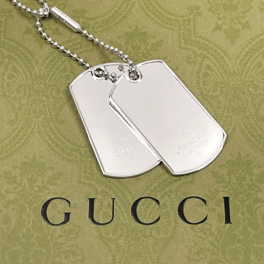 GUCCI Necklace Silver925 Silver Ball chain dog tag double plate Used Authentic