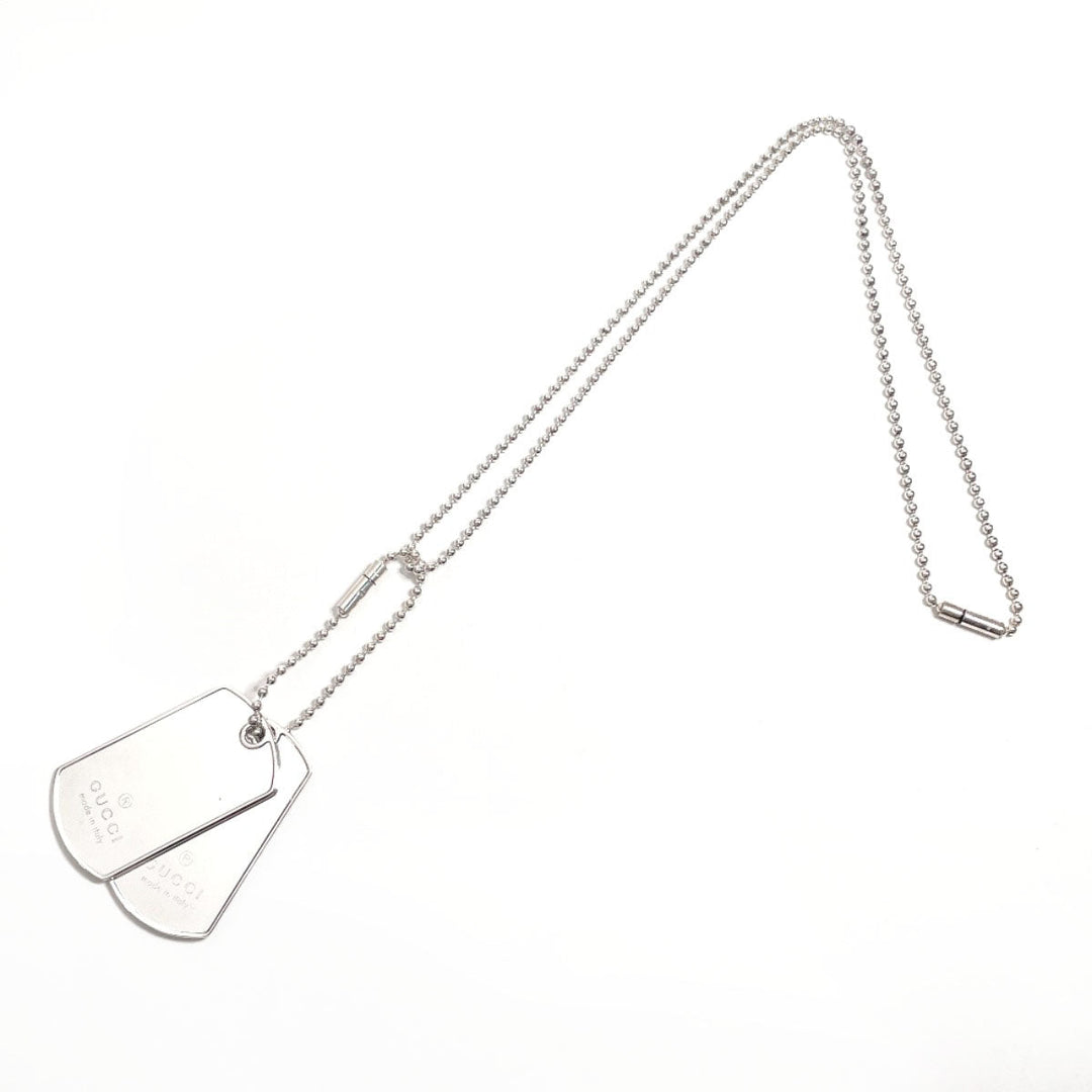 GUCCI Necklace Silver925 Silver Ball chain dog tag double plate Used Authentic