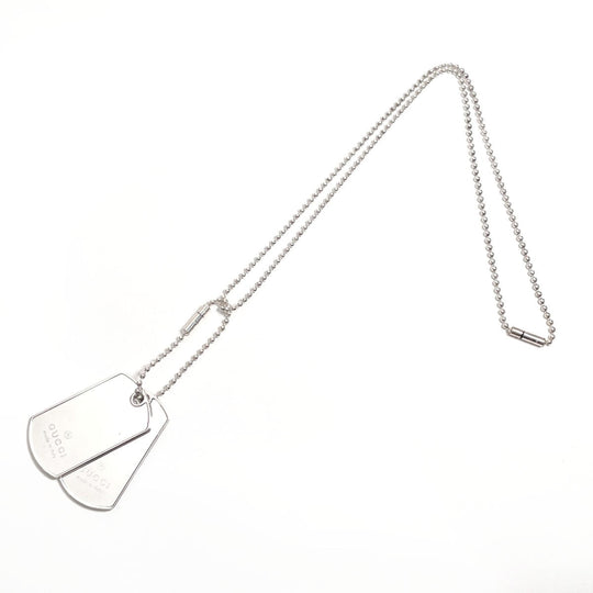 GUCCI Necklace Silver925 Silver Ball chain dog tag double plate Used Authentic