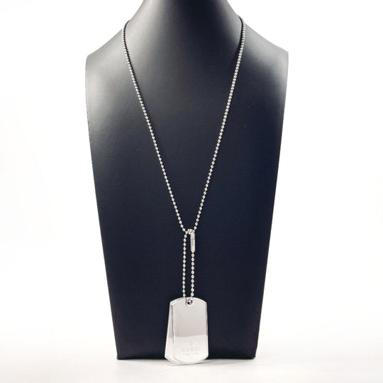 GUCCI Necklace Silver925 Silver Ball chain dog tag double plate Used Authentic
