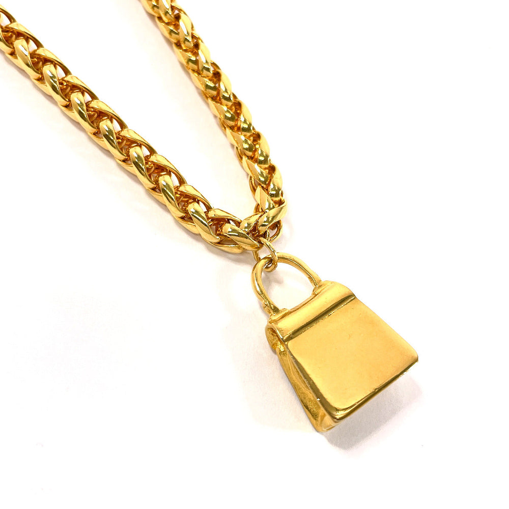 FENDI Necklace Gold Plated gold Bag charm Women Used Authentic