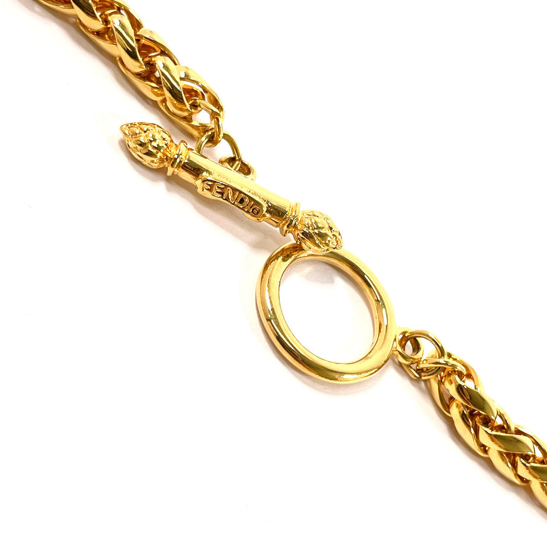 FENDI Necklace Gold Plated gold Bag charm Women Used Authentic