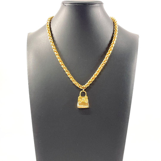 FENDI Necklace Gold Plated gold Bag charm Women Used Authentic