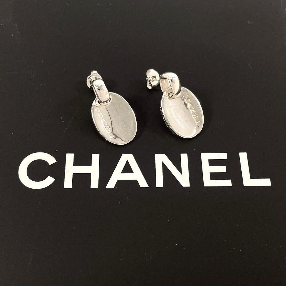CHANEL Pierce Silver925 Silver Oval With logo Women Used Authentic