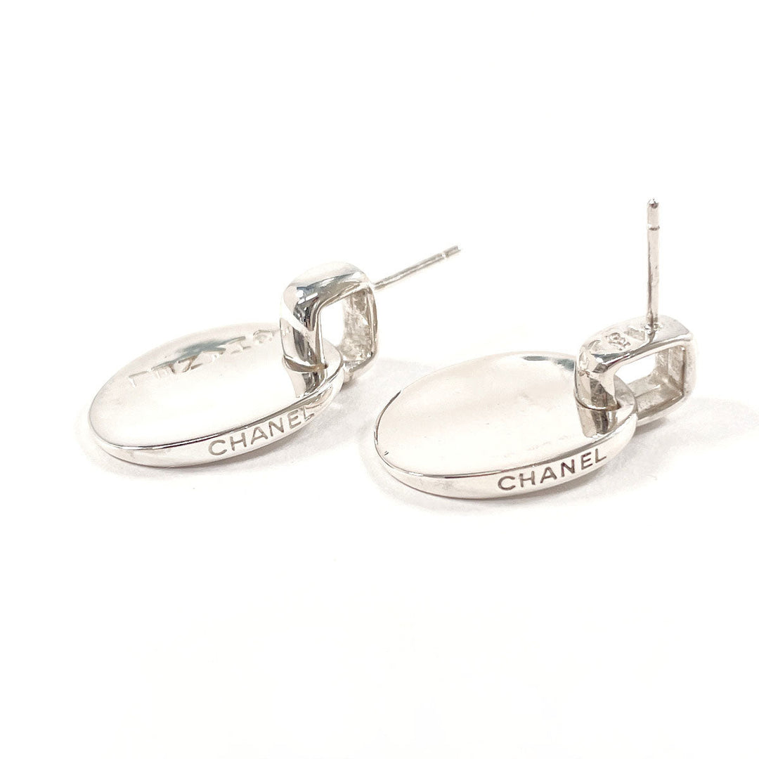 CHANEL Pierce Silver925 Silver Oval With logo Women Used Authentic