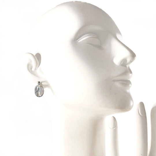 CHANEL Pierce Silver925 Silver Oval With logo Women Used Authentic