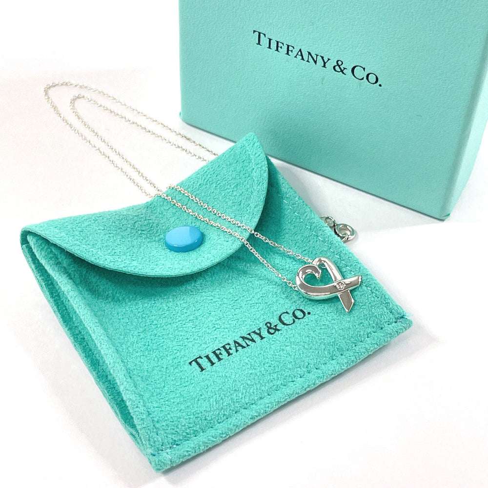 TIFFANY&Co. Necklace Silver925, Diamond Silver Paloma Picasso Rubbing Heart 1P Diamond