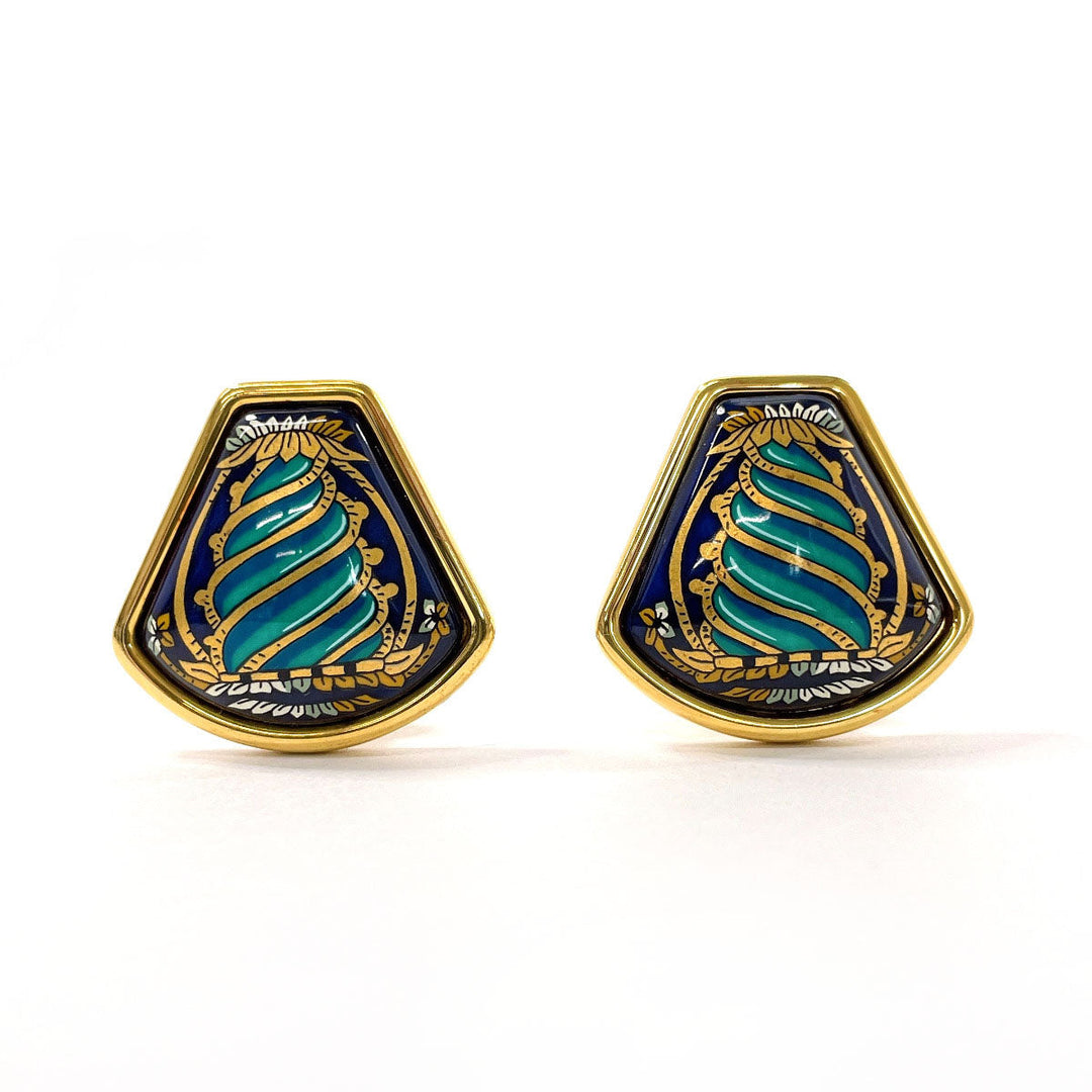 HERMES Earring metal gold Emaille Shippo