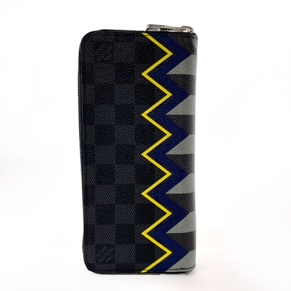 LOUIS VUITTON Long Wallet Purse N61253 Damier Grafitto Canvas black Color column Zippy Wallet Vertical