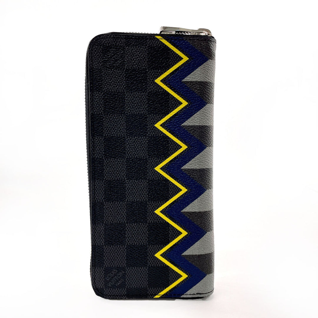 LOUIS VUITTON Long Wallet Purse N61253 Damier Grafitto Canvas black Color column Zippy Wallet Vertical