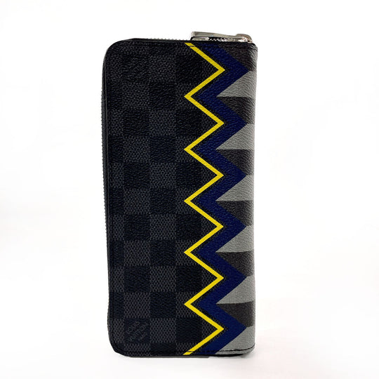 LOUIS VUITTON Long Wallet Purse N61253 Damier Grafitto Canvas black Color column Zippy Wallet Vertical