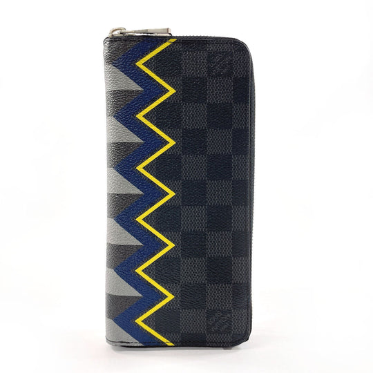 LOUIS VUITTON Long Wallet Purse N61253 Damier Grafitto Canvas black Color column Zippy Wallet Vertical
