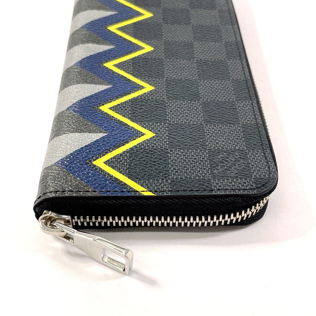 LOUIS VUITTON Long Wallet Purse N61253 Damier Grafitto Canvas black Color column Zippy Wallet Vertical
