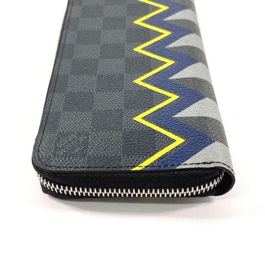 LOUIS VUITTON Long Wallet Purse N61253 Damier Grafitto Canvas black Color column Zippy Wallet Vertical