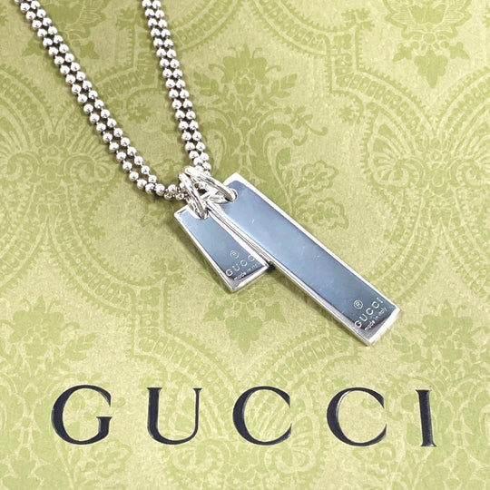 GUCCI Necklace Silver925 Silver Double chain plate