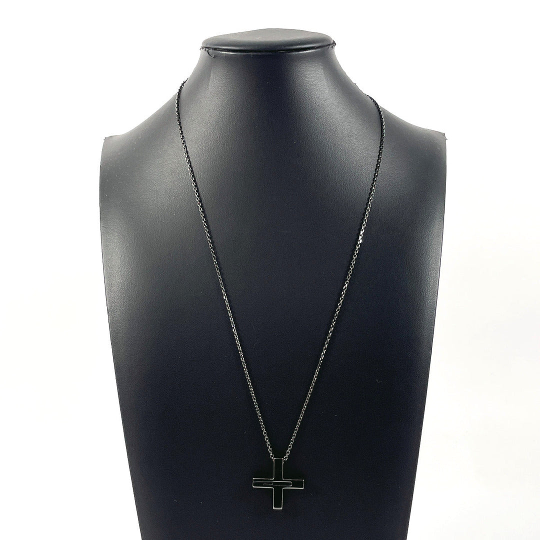 GUCCI Necklace Silver925 black Black rhodium plating Cross Cutout G
