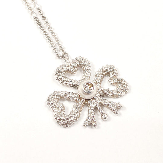 GUCCI Necklace Silver925, pearl Silver Ribbon motif