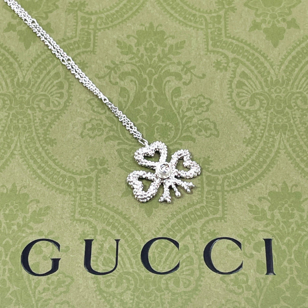 GUCCI Necklace Silver925, pearl Silver Ribbon motif