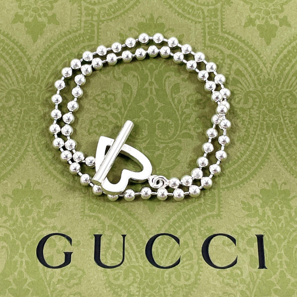 GUCCI bracelet Silver925 Silver heart Ball chain Women Used Authentic