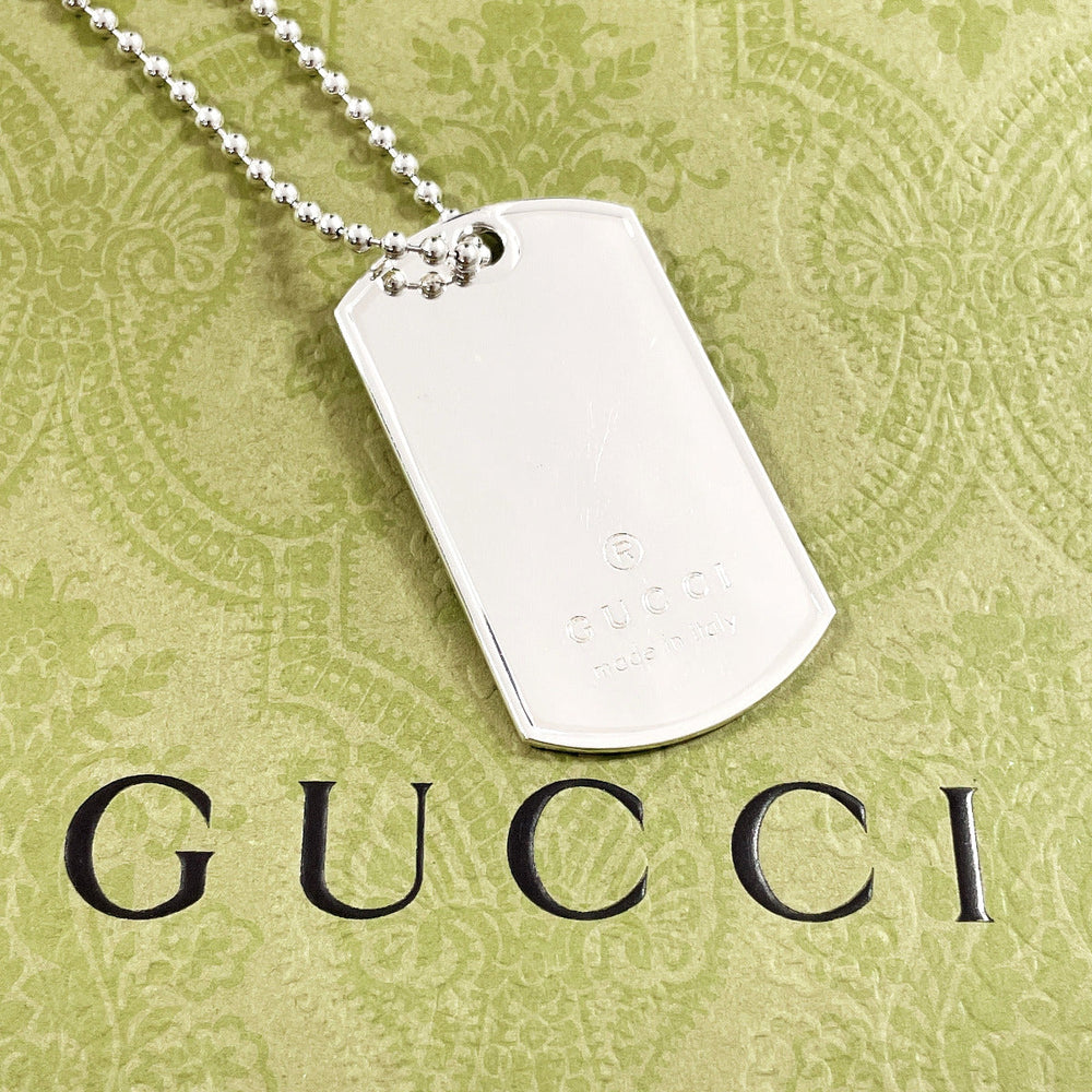 GUCCI Necklace Silver925 Silver Ball chain Dog tag