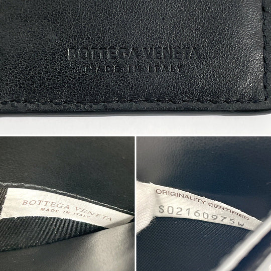 BOTTEGAVENETA Bill Compartment leather black INTRECCIATO mens Used Authentic
