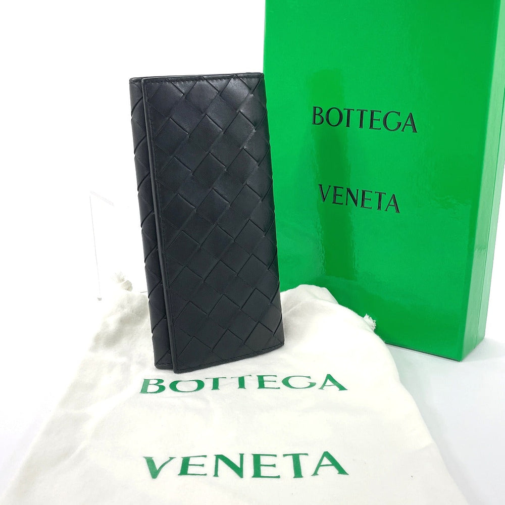 BOTTEGAVENETA Bill Compartment leather black INTRECCIATO mens Used Authentic