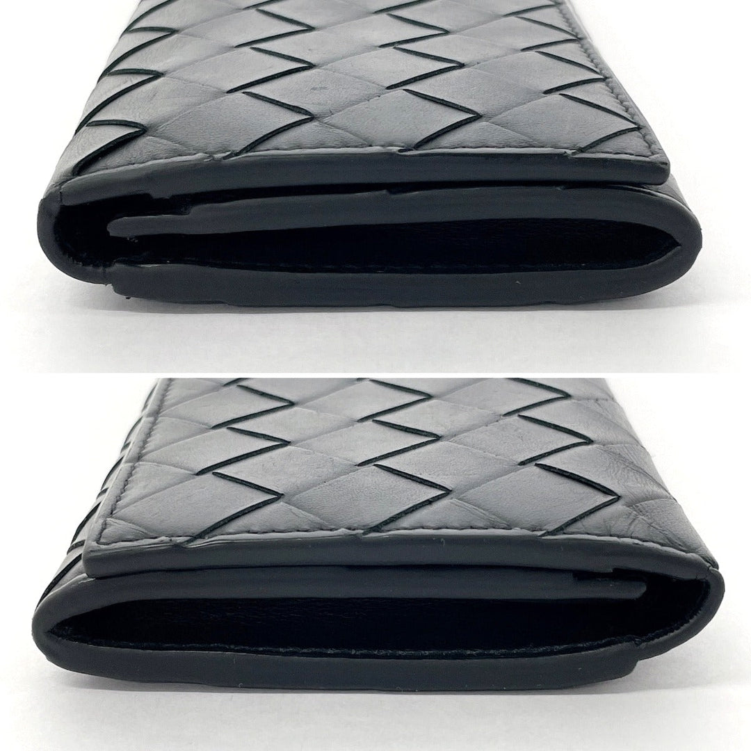 BOTTEGAVENETA Bill Compartment leather black INTRECCIATO mens Used Authentic