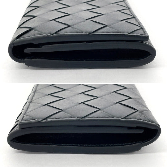 BOTTEGAVENETA Bill Compartment leather black INTRECCIATO mens Used Authentic