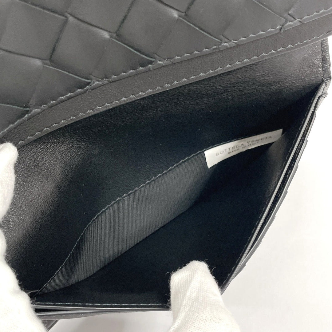BOTTEGAVENETA Bill Compartment leather black INTRECCIATO mens Used Authentic