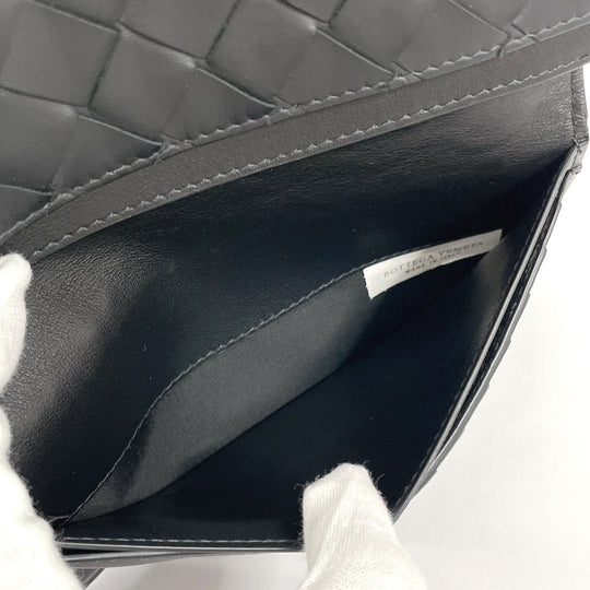BOTTEGAVENETA Bill Compartment leather black INTRECCIATO mens Used Authentic