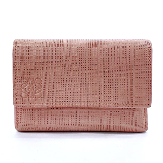 LOEWE Tri-fold wallet leather pink linen Compact wallet