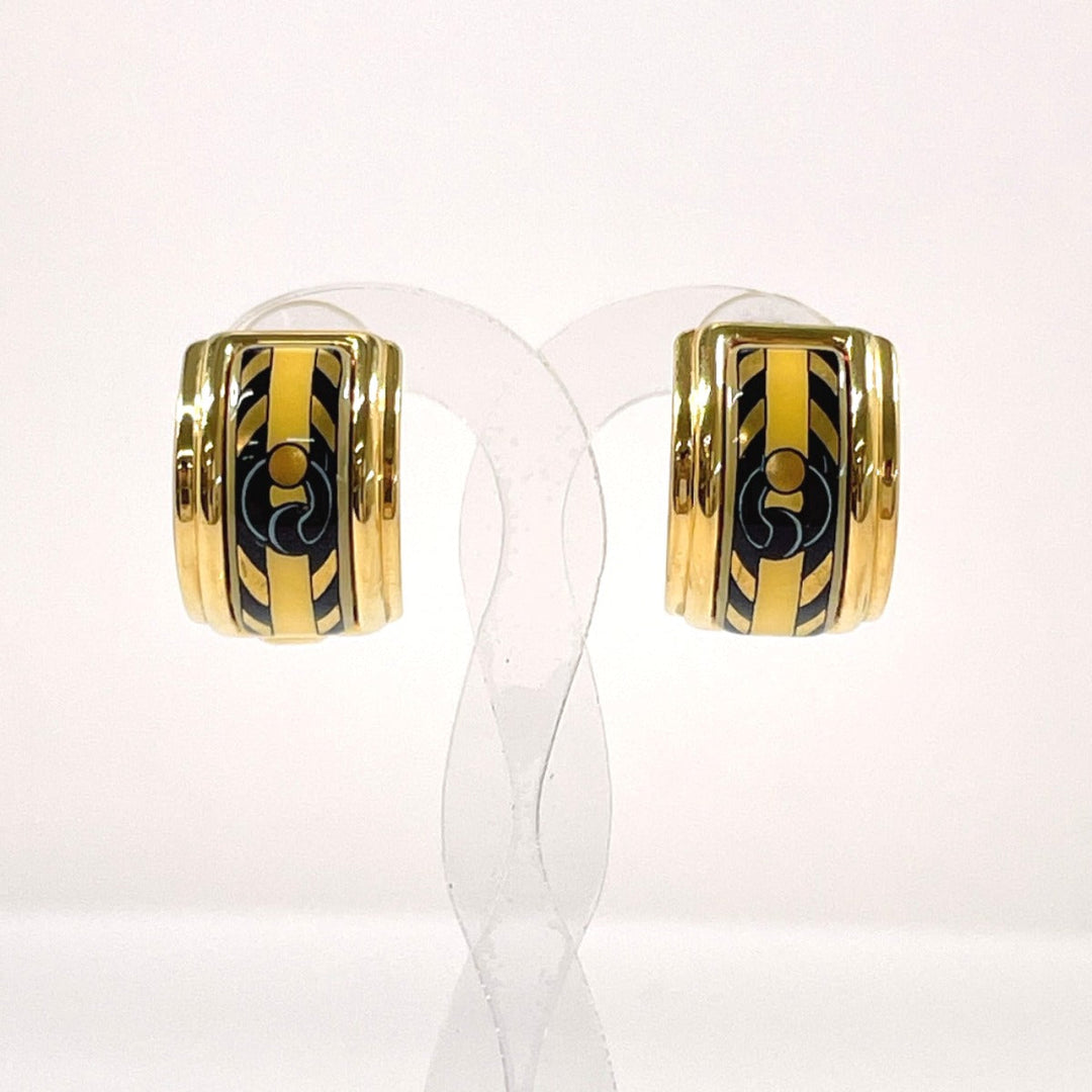 HERMES Earring metal gold Emaille Shippo