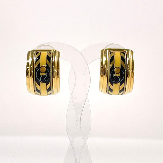 HERMES Earring metal gold Emaille Shippo