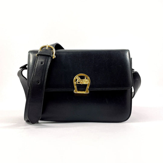 CELINE leather black vintage Carriage Metal
