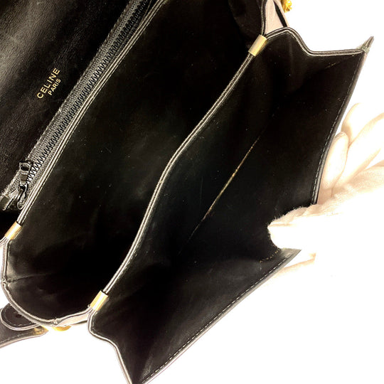 CELINE leather black vintage Carriage Metal
